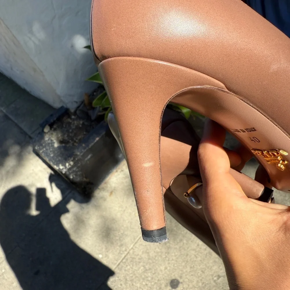 Prada mocha heels.